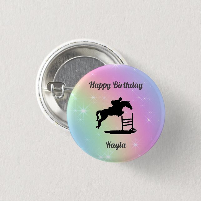 Macaron Rond 2,50 Cm Cheval fille (Devant & derrière)