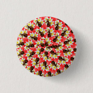 Macaron Rond 2,50 Cm Chevaux circulaires et motif de frangipanier,