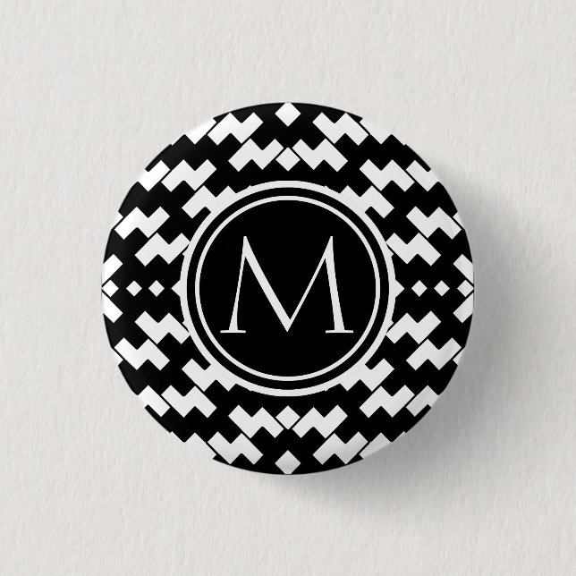 Macaron Rond 2,50 Cm Chevron frais noir et blanc (Devant)