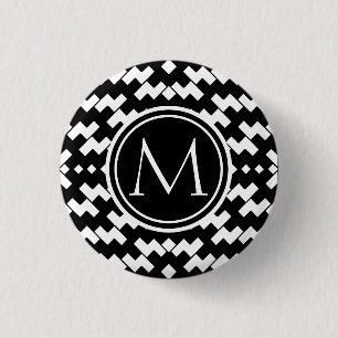 Macaron Rond 2,50 Cm Chevron frais noir et blanc