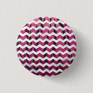 Macaron Rond 2,50 Cm Chevron Tiger rose chaud et noir