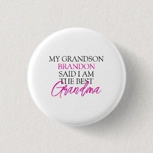 Macaron Rond 2,50 Cm Chic rose et noir Texte Grandchildren Funny Grand-
