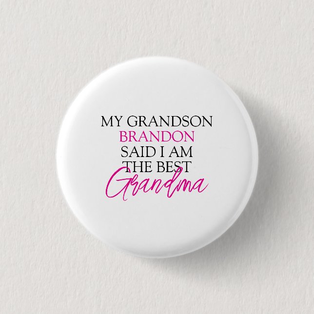 Macaron Rond 2,50 Cm Chic rose et noir Texte Grandchildren Funny Grand- (Devant)
