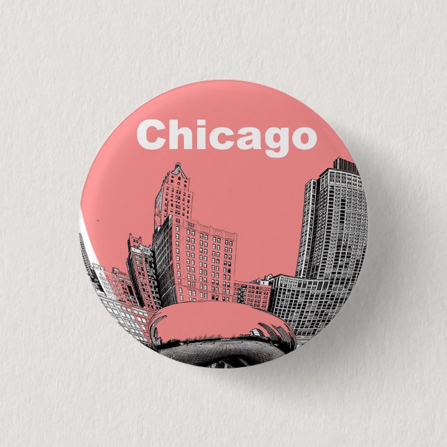 Macaron Rond 2,50 Cm Chicago boutonne le Pin de cru (Devant)