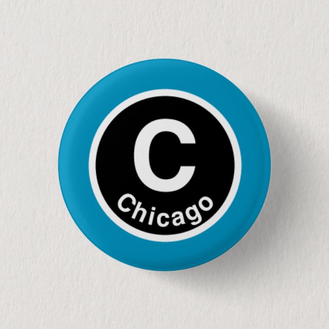 Macaron Rond 2,50 Cm Chicago L Chicago Blue Line (Devant)