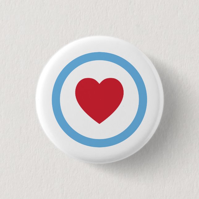 Macaron Rond 2,50 Cm Chicago Love | Bouton | Coeur circulaire | Blanc (Devant)