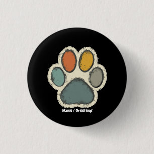 Macaron Rond 2,50 Cm Chien Chien Chien Empreinte de patte Conception de