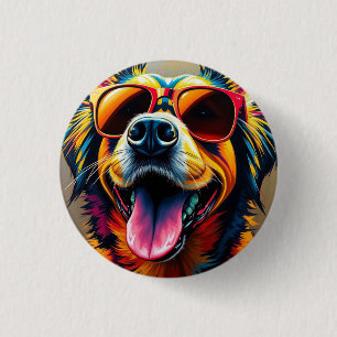 Macaron Rond 2,50 Cm Chien Cool avec Lunettes de Soleil