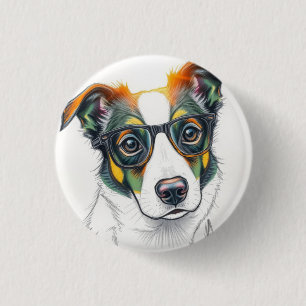 Macaron Rond 2,50 Cm Chien Cool avec Lunettes de Soleil