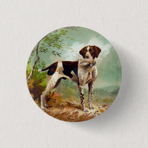 Macaron Rond 2,50 Cm Chien de chasse avec oiseau dans la bouche