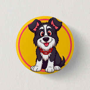 Macaron Rond 2,50 Cm Chien de dessin animé adorable souriant avec entra