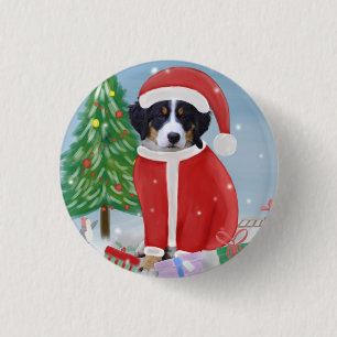 Macaron Rond 2,50 Cm Chien de montagne bernois en neige avec cadeaux de