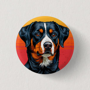Macaron Rond 2,50 Cm Chien de montagne bernois sur fond de couleurs cha