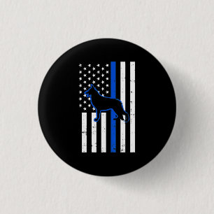 Macaron Rond 2,50 Cm Chien de police berger allemand K9 Patriotique