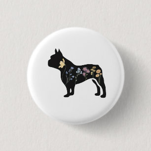 Macaron Rond 2,50 Cm Chien de taureau français fleur sauvage