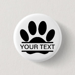 Macaron Rond 2,50 Cm Chien Empreinte de patte Fractionner Dessin Texte 