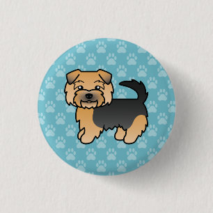 Macaron Rond 2,50 Cm Chien Norfolk Terrier noir et feu sur fond bleu