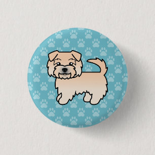 Macaron Rond 2,50 Cm Chien Wheaten Norfolk Terrier sur fond bleu