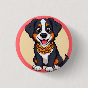 Macaron Rond 2,50 Cm Chiot de dessin animé adorable