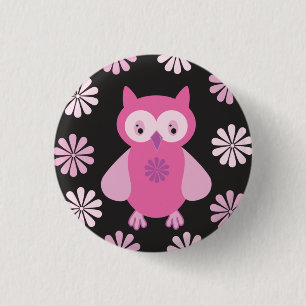 Macaron Rond 2,50 Cm chouette rose mignonne
