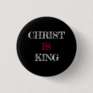 Macaron Rond 2,50 Cm Christ EST Roi Noir Blanc Rouge Épinglette Bouton 