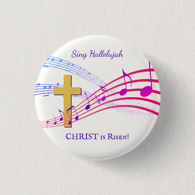 Macaron Rond 2,50 Cm Christian HALLELUJAH CHRIST EST REMONTÉ Pâques (Devant)