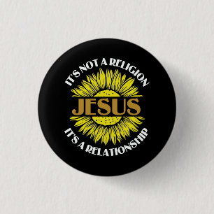 Macaron Rond 2,50 Cm Christian N'Est Pas Une Religion Jésus Tournesol