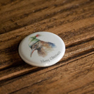 Macaron Rond 2,50 Cm Christmas Kiwi Bird, personnalisable