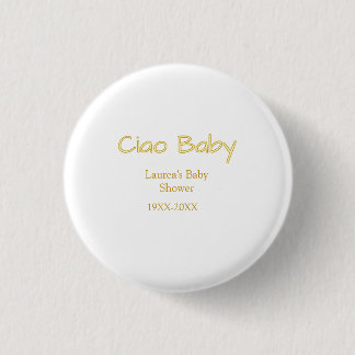 Macaron Rond 2,50 Cm ciao bébé jaune or pastel nom date de la baby show