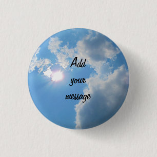 Macaron Rond 2,50 Cm Ciel bleu vif avec soleil et nuages photo