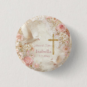 Macaron Rond 2,50 Cm Ciel Rose et Or Quince, personnalisé