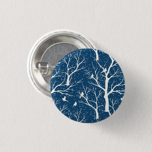 Macaron Rond 2,50 Cm Ciel vintage Oiseaux blancs Snowflakes