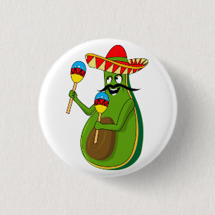 Macaron Rond 2,50 Cm Cinco de Mayo Avocado Humour Maracas Sombrero