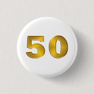 Macaron Rond 2,50 Cm cinquantième Boutons d'or d'anniversaire