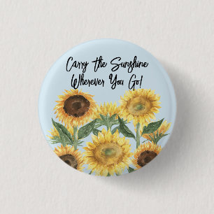 Macaron Rond 2,50 Cm Citation Personnalisée Fleur de Tournesol Florale