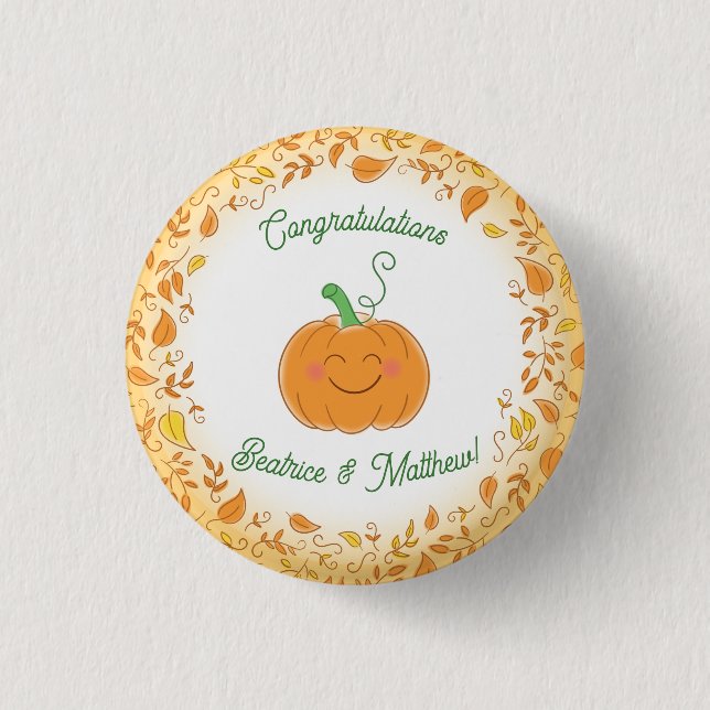 Macaron Rond 2,50 Cm Citrouille Baby shower mignon automne (Devant)