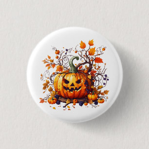 Macaron Rond 2,50 Cm citrouille drôle d'Halloween d'automne
