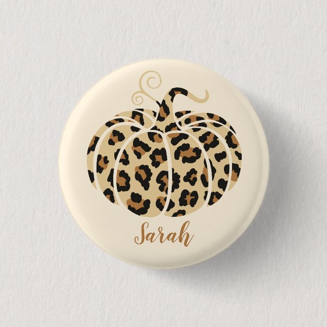Macaron Rond 2,50 Cm Citrouille Leopard Chat Halloween Cheetah Imprimer (Devant)