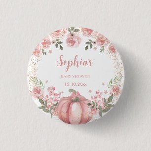 Macaron Rond 2,50 Cm citrouille rose Floral Girl Baby shower