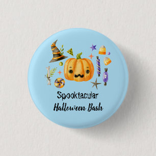 Macaron Rond 2,50 Cm Citrouille Spooktacular Halloween Bash Party Bleu