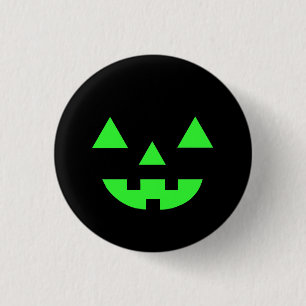 Macaron Rond 2,50 Cm Citrouille Visage Lanterne Jack Halloween Verte