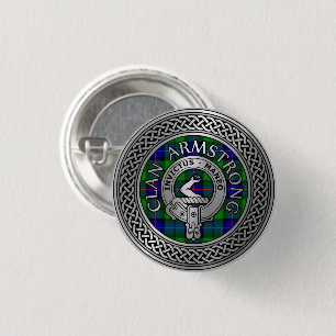 Macaron Rond 2,50 Cm Clan Armstrong Crest & Tartan Knot