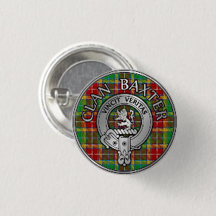 Macaron Rond 2,50 Cm Clan Baxter Crest et Tartan