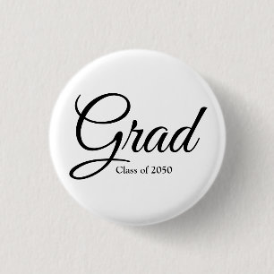 Macaron Rond 2,50 Cm Classe Grad de 2024 blanc noir script personnalisé