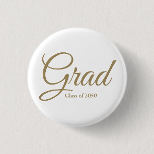 Macaron Rond 2,50 Cm Classe Grad de 2024 or blanc script personnalisé t