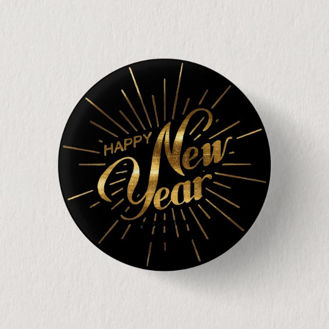Macaron Rond 2,50 Cm Classic New Year 2026 Pin Button (Devant)