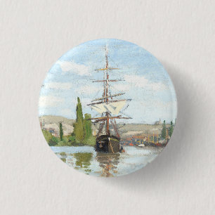 Macaron Rond 2,50 Cm Claude Monet. Navires à cheval sur la Seine à Roue