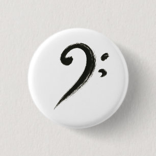 Macaron Rond 2,50 Cm Clé basse minimaliste - Symbole de musique pinceau