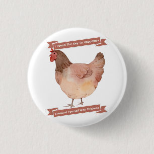 Macaron Rond 2,50 Cm Clé du bonheur Entourez-vous de poules
