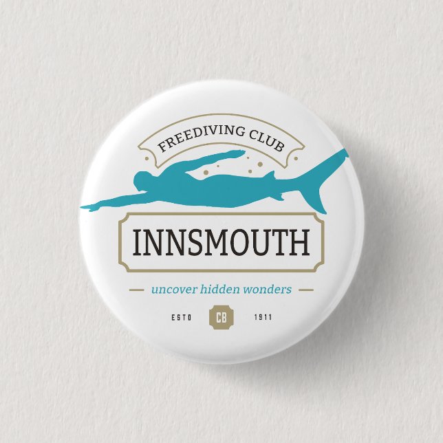 Macaron Rond 2,50 Cm Club de plongée Innsmouth Lovecraftian (Devant)